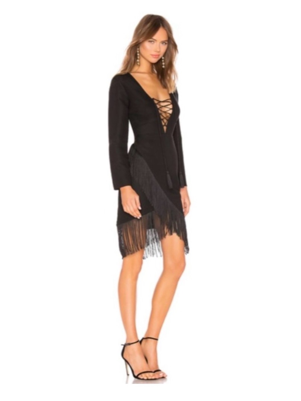 Michael Costello x Revolve Asymmetrical Fringe Dress